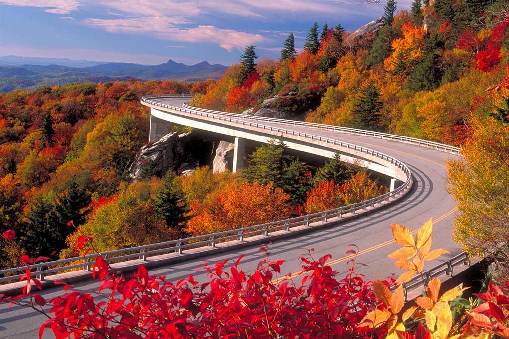 Curving parkway in autumn
